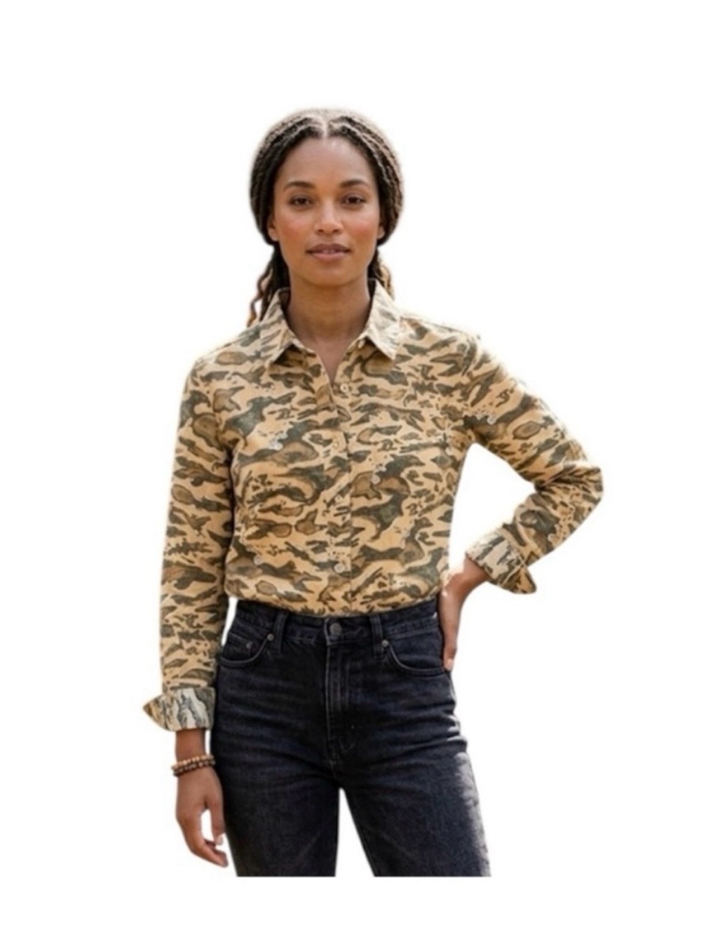United by Blue Women's Camo Button Down Shirt Hemp & Organic Cotton Size: Medium